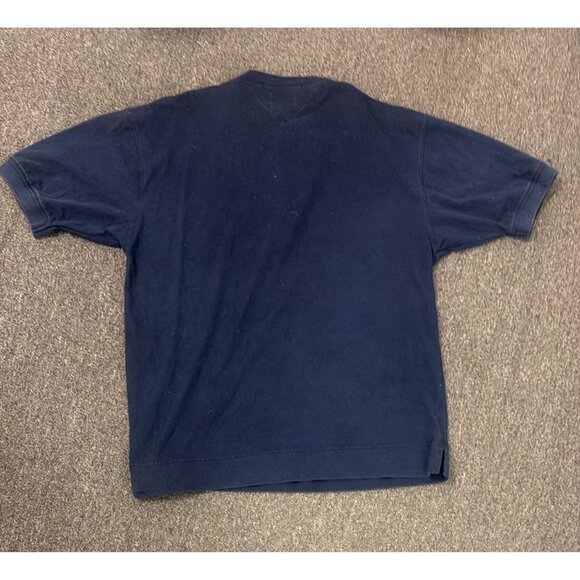 Vintage Tommy Hilfiger Henley Shirt Mens M Navy Blue Crest Logo 90s Cotton - Picture 2 of 4